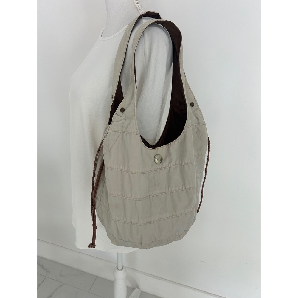 American Eagle Reversible Hobo Bag Khaki Brown Quilted Shoulder Bag Tote